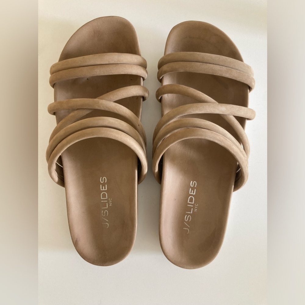 J/Slides Nyc Size 8 - Euc - Leather Tess Flatform… - image 2